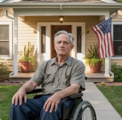 Veteran on his porch